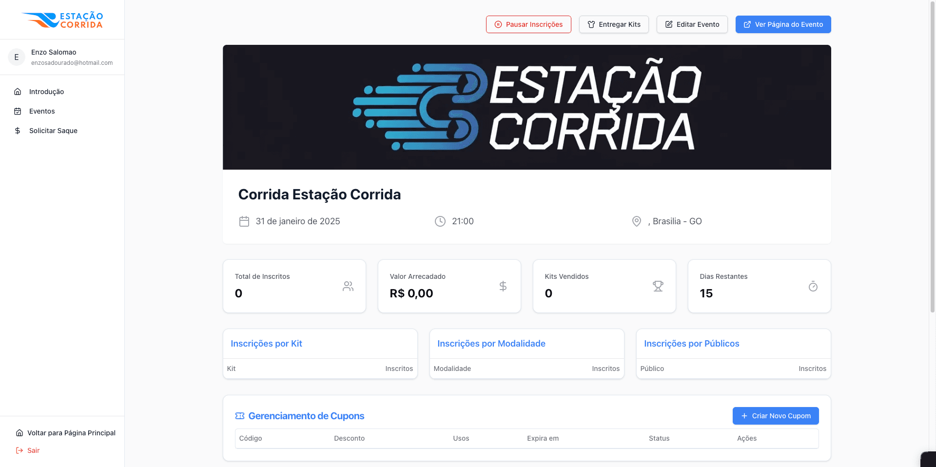 Estatísticas do evento